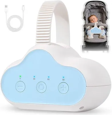 Productafbeelding van Babyschommel voor kinderwagen, oplaadbaar slaaphulpmiddel met 3 schommelstanden en timer van 30, 60, 90