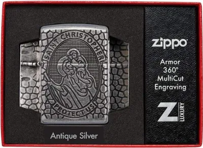 Zdjęcie produktu dla Zapalniczka Zippo Armor St. Christophorus 60005200 benzynowa z grawerem 3D 360° MultiCut