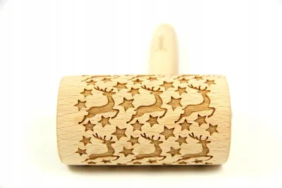 Produktbild von Folkroll Gravierte Teigrolle Rentier Sterne Holz