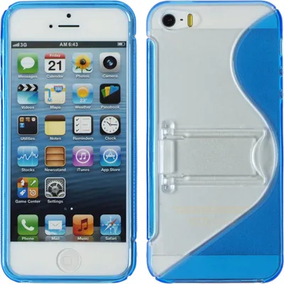 Produktbild von PhoneNatic Case kompatibel mit Apple iPhone 5 / 5s / SE - blau Silikon Hülle Aufstellbar + 2 Schutzfolien