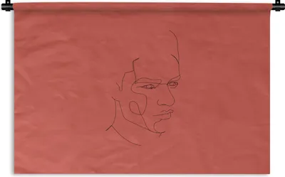 Produktbild von MuchoWow® Wandteppich Wandbehang Strichzeichnung - Mann - Rot 120x80 cm Tapisserie Dekoration Wandtuch - Wanddekorationen - Wandtücher