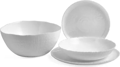 Image de Service de table en verre ovale blanc 19 pièces