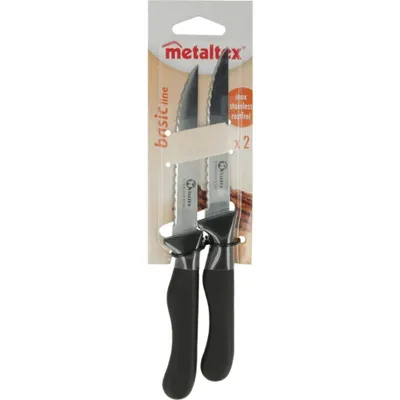 Immagine prodotto di metaltex 258134038 metaltex Coltello da bistecca/da pomodoro Basic, nero, set da 2 pezzi