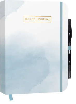 Produktbild von Bullet Journal "Watercolor Blue" 05 mit original Tombow TwinTone Dual-Tip Marker 33 black