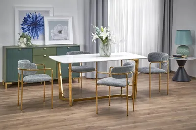 Produktbild von Tisch CLEMENTE weißer Marmor / gold