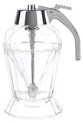 Produktbild von 180 ml Honigspender für die Küche mit Edelstahlabdeckung, tropffreies Glas, Rautenform, auslaufsicherer Sirupspender, Olivenölflasche, Soßen-Essigbehälter