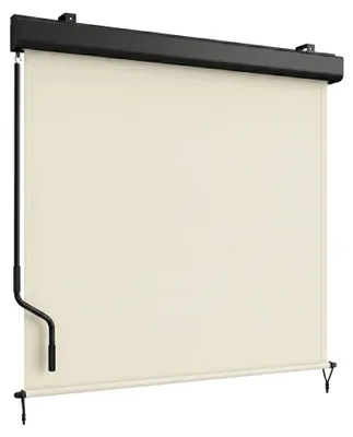 Zdjęcie produktu dla Maki - markiza pionowa zwijana ręcznie, wodoodporna, 180x250 cm, do użytku wewnątrz i na zewnątrz, w kolorze beżowego aluminium