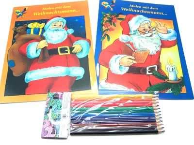 Produktbild von Weihnachts - Malhefte Bücher mit Motiven zum ausmalen, 2 Stück, 1 x Stifte