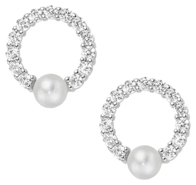 Produktbild von Ohrstecker Smart Jewel kreisförmig, Zirkonia Steine, Süßwasserperlen, Silber 925 Silber Onesize