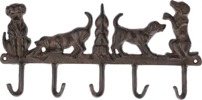 Obrázek produktu pro HOMESCAPES Litinová lišta s pěti háčky, 35,6 cm x 2,4 cm x 17,6 cm