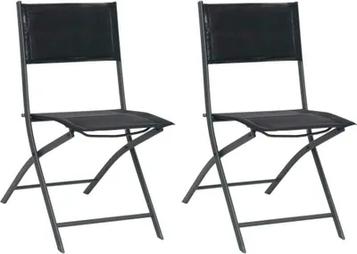 Image de The Living Store Chaises de jardin pliantes 2 pcs acier et textilène