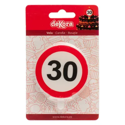 Produktbild von Tortenkerze 6,3cm Verkehrsschild Nummer 30