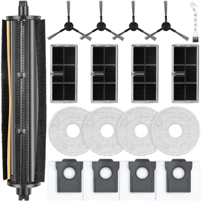 Produktbild von 18 Stück Zubehörset für Dreame L10s Pro Ultra Heat / L10s Ultra Gen 2 / X30 Ultral/Mova E30 Ultra Saugroboter, 1 Hauptbürsten 4 Wischtücher 4 Filtern 4 Staubbeuteln 4 Seitenbürsten 1 Putzbürste