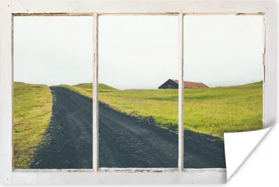 Produktbild von MuchoWow® Poster Aussicht - Straße - Gras 180x120 cm - Fotoplakat