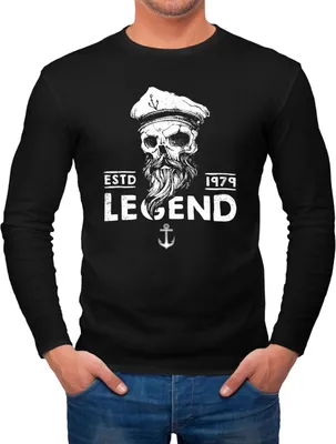 Produktbild von Herren Longsleeve Totenkopf Kapitän Skull Captain Langarmshirt Moonworks® schwarz S