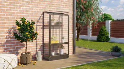 Produktbild von Vitavia Balkongewächshaus "Polis" schwarz 4 mm HKP mit Stahlfundament