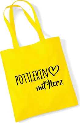 Produktbild von Huuraa Jutebeutel Pottlerin mit Herz 10 Liter Yellow Baumwolle Tasche Geschenkidee