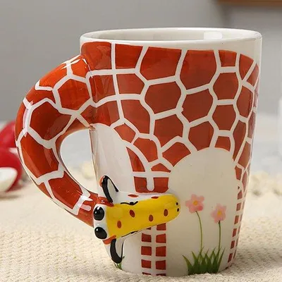 Produktbild von 3D Giraffenbecher - Lustiger Keramikkaffee-Becher 400ml - Süßer Teebecher als Geschenk für Freunde und Familie