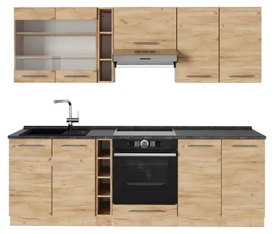 Immagine prodotto di Cucina componibile Vicco Fame-Line Rovere dorato 235 cm , PL Antracite, Model 57546