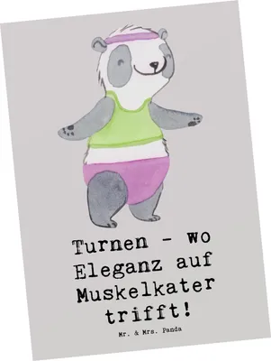 Produktbild von Mr. & Mrs. Panda Postkarte Turnen Eleganz - Grau Pastell - Geschenk, Sportler, bildkarte, Athleten, Fitness, Ansichtskarten, Sportart, Muskelkater, Ansichtskarte, Sport