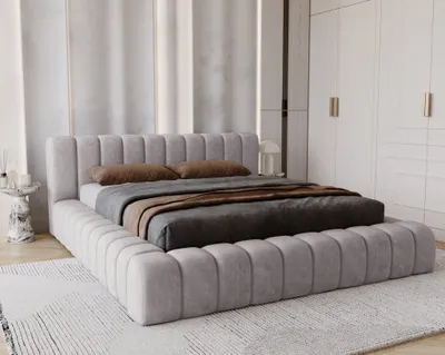 Obrázek produktu pro Čalouněná postel 180x200 Como – silná pěna, úložný prostor, rošt – manželská postel 180x200, elegantní design, šedá