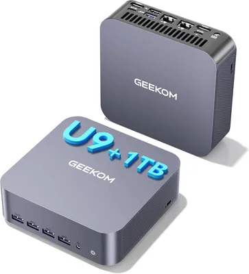Image de Mini-PC GEEKOM GT1 Mega AI avec processeur Intel Core Ultra 9 185H, 16 Go de RAM DDR5 et disque SSD de 1 To, type ordinateur de bureau