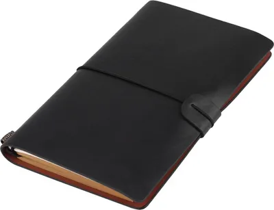 Produktbild von Klassisches Kunstleder-Reisenotizbuch, personalisiertes Tagebuch, nachfüllbarer Notizblock (schwarz)