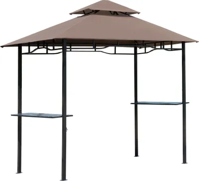 Produktbild von Outsunny Grillpavillon Gartenzelt Grill Pavillon Doppeldach 2,55m Kaffeebraun