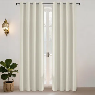 Productafbeelding van Beige, lichtdichte thermovolgordijnen, set van 2, 220 x 140 cm