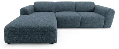 Image de Canapé d'Angle XXL GIN 310x192 L Gauche | Tissu Texturé bleu pétrole