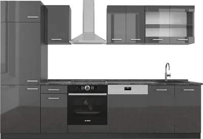 Produktbild von Küchenzeile Vicco R-Line Anthrazit Hochglanz/Anthrazit 300 cm , AP Anthrazit, Model 53360