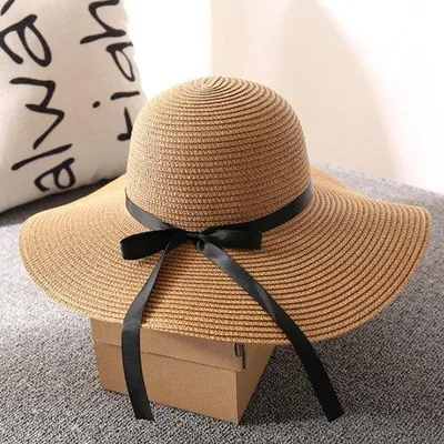 Produktbild von Frauentasche für Damen, Stroh, Strandtasche für Damen, Strohtasche mit breiter Kante, zusammenklappbare Sonnenhut, Strandtasche, zusammenklappbare Strandtasche, Strohtasche mit breiter Kante (Kaki)