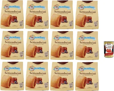 Produktbild von Mulino Bianco Settembrini Biscotti con Confettura di Fichi, Kekse mit Feigenmarmelade, biscuits, cookies, 12x 300g + Italian Gourmet polpa 400g