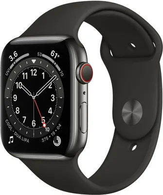 Produktbild von Apple Watch Series 6 Edelstahl 44 mm GPS + Cellular Graphit mit Sportarmband - Schwarz