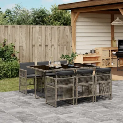 Produktbild von Praktischen Gartenmöbel Set Balkonmöbel-Set 7-tlg. Garten-Essgruppe mit Kissen Grau Poly Rattan - Gartenmöbelgarnituren ,design Möbel 5405575 3parcel