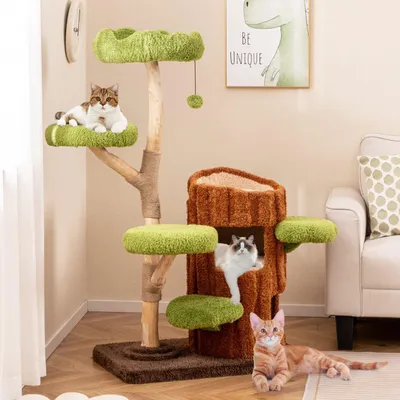 Produktbild von Katzenkratzbaum - Kratzbaum - Katzenturm - Kratzmöbel - Katzenhaus - Zweistöckige Katzenhöhle