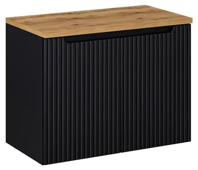 Produktbild von Waschtischunterschrank 80cm Riva, Schwarz und Holzoptik