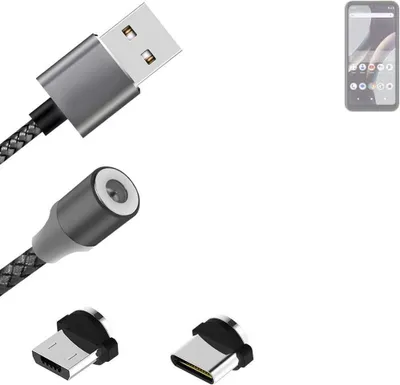 Produktbild von K-S-Trade Hochwertiges Magnet-Lade-kabel Sync-Kabel Daten-Kabel für BLU G33 mit USB-Typ-C-Anschluss und Micro-USB-Anschluss 2A bis zu 480mbps