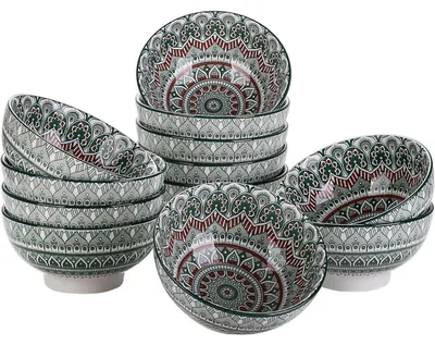 Obrázek produktu pro Sada 12 porcelánových misek, objem 650 ml, styl boho