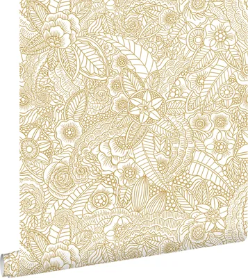 Obrázek produktu pro ESTAhome Tapety květinové kresby ve zlaté barvě - 139549 - 53 cm x 10,05 m