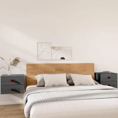 Immagine prodotto di 2 comodini grigi da parete con cassetto estraibile, dimensioni 50x36x40 cm