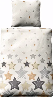 Produktbild von JACK Biber Bettwäsche 2 tlg. 135x200cm Sterne Stern Offwhite Braun Hellblau Baumwolle Weich