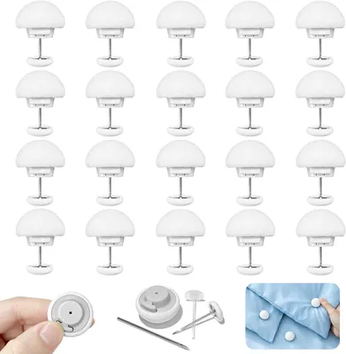 Produktbild von 20 Stück Bettdeckenclips, Weiß, Runder Bettdeckenhalter gegen Verrutschen, 30 mm Clips mit Knopf zur Fixierung der Bettdecke