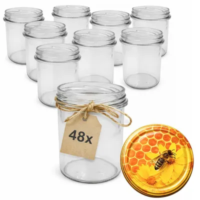 Produktbild von ART TWIST HOME Einmachgläser mit Schraubdeckel 48x 350 ml – Vorratsgläser Glasbehälter Vielseitige Robuste aus Dickem Glas - perfekt für Marmeladen Honig Säfte Gurken Konfitüren und Vorratshaltung