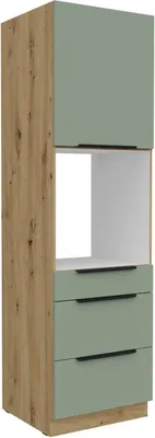 Obrázok produktu pre Skriňa na vstavanú rúru so šuplíkmi LUNARA - šírka 60 cm, zelená / dub artisan