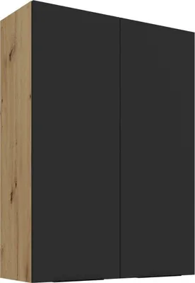 Obrázok produktu pre Vysoká horná kuchynská skrinka LUNARA - šírka 80 cm, čierna / dub artisan