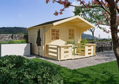 Produktbild von Gartenhaus Aldra II 3,00x2,50 m - inklusive Terrasse und langlebigem EPDM-Dach