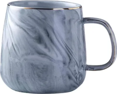 Produktbild von Porzellan Kaffeetasse Keramiktasse  Espressotassen 400ml Kaffeebecher Geschenk für Geburtstag Weihnachten Hochzeit Valentinstag Jubiläum Grau