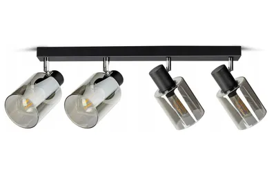 Productafbeelding van FKL DESIGN Home Deco: Plafondlamp, zwart, 4 lichtpunten, E27, glazen lampenkappen, onderdeel van de serie N535 (DDP4)