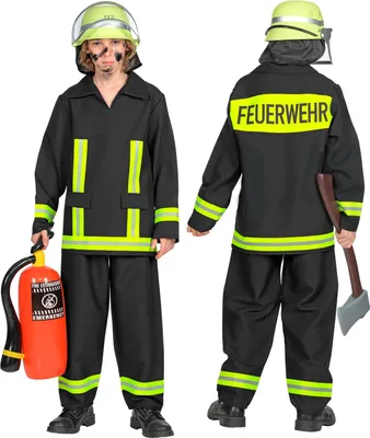 Produktbild von WIDMANN Kinderkostüm Feuerwehrmann schwarz Größe 140 / 8-10 Jahre